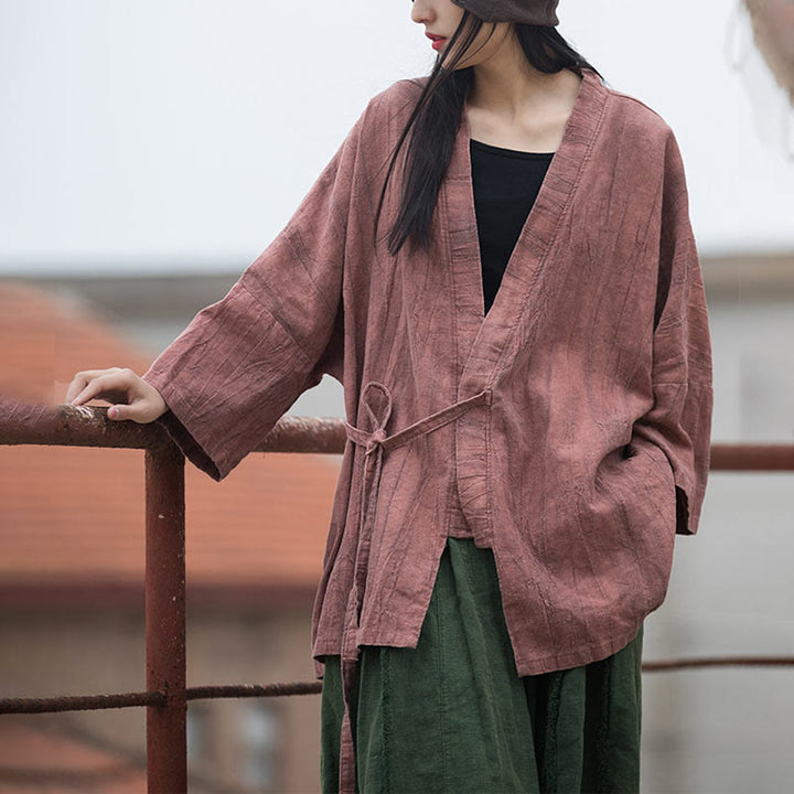 Buddha Stones et teinture par nouage Veste ouverte sur le devant pour méditation zen - image 12