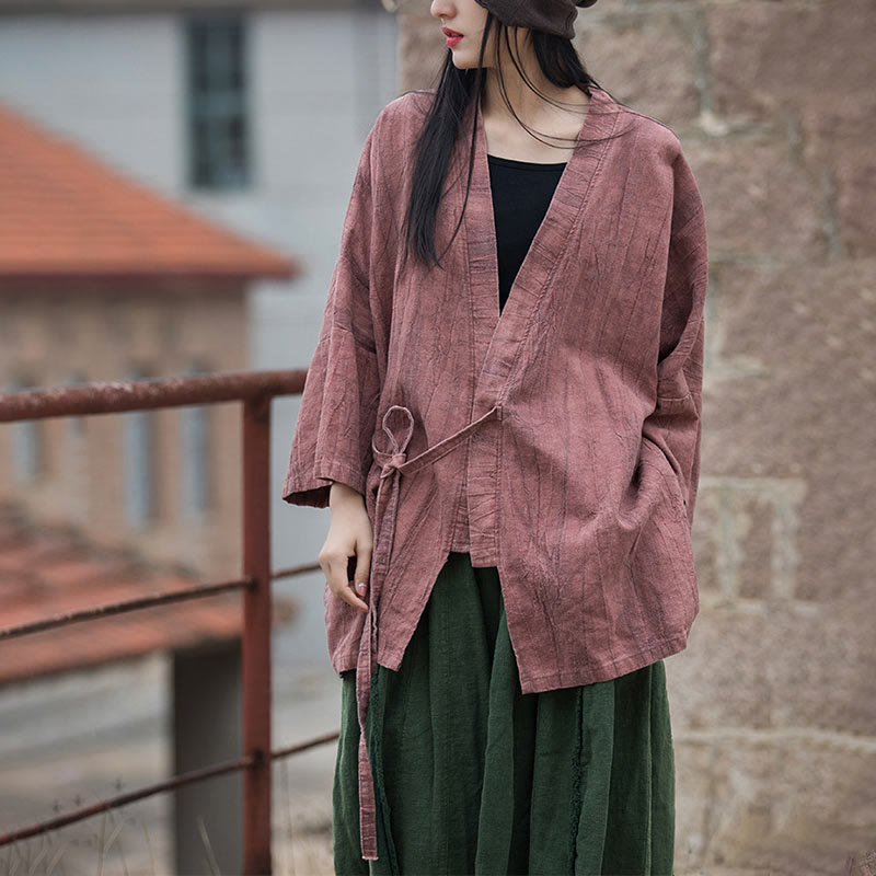 Buddha Stones et teinture par nouage Veste ouverte sur le devant pour méditation zen - image 17