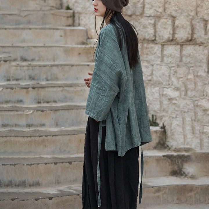 Buddha Stones et teinture par nouage Veste ouverte sur le devant pour méditation zen - image 26