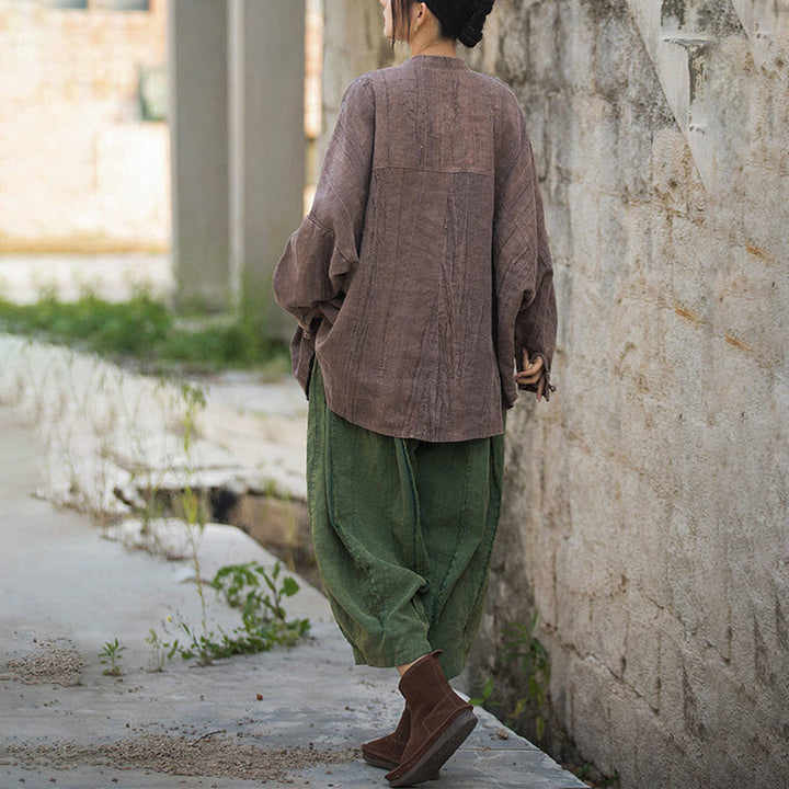Veste ouverte à manches longues et boutons grenouille avec Buddha Stones et teinture par nouage pour méditation zen - image 25