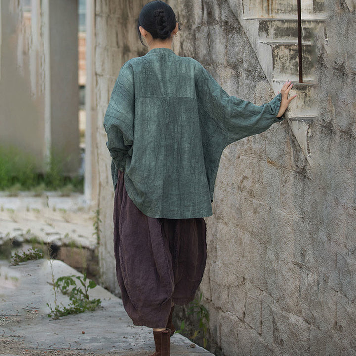 Veste ouverte à manches longues et boutons grenouille avec Buddha Stones et teinture par nouage pour méditation zen - image 15