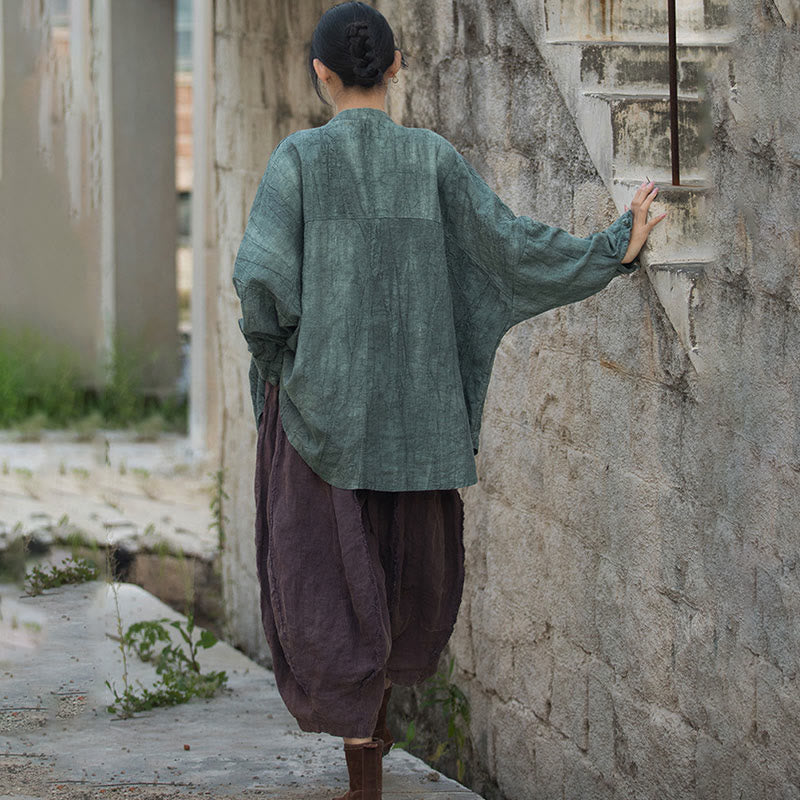 Veste ouverte à manches longues et boutons grenouille avec Buddha Stones et teinture par nouage pour méditation zen - image 14