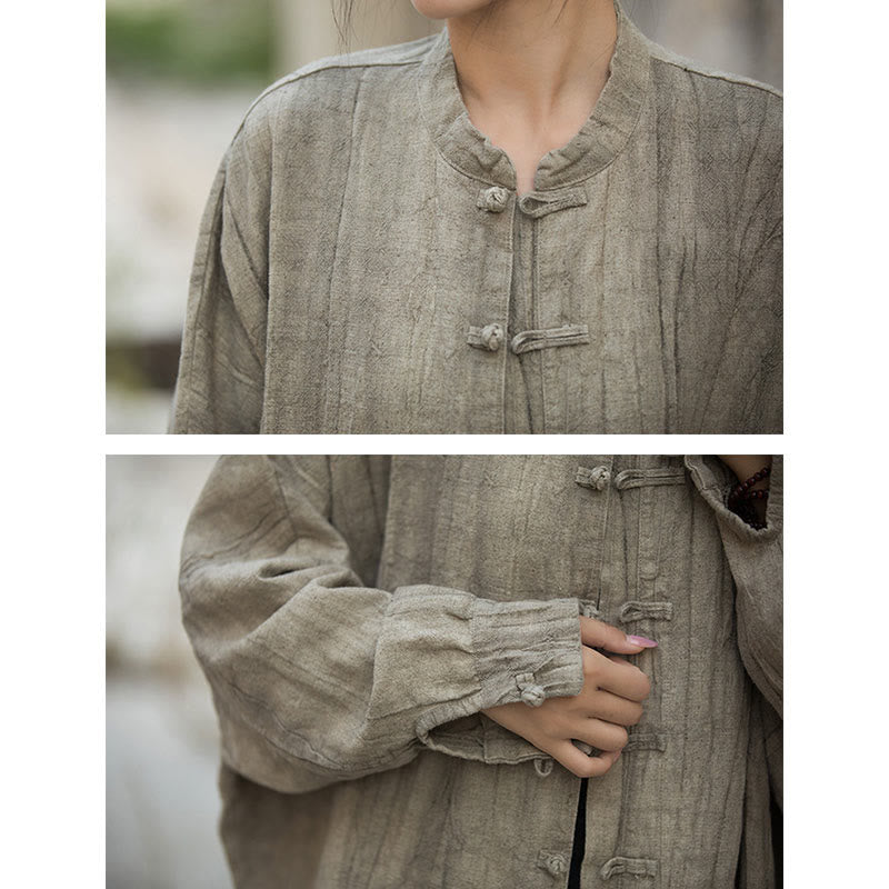 Veste ouverte à manches longues et boutons grenouille avec Buddha Stones et teinture par nouage pour méditation zen - image 10