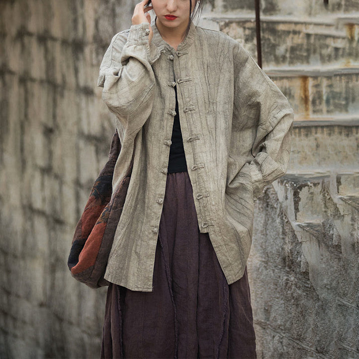 Veste ouverte à manches longues et boutons grenouille avec Buddha Stones et teinture par nouage pour méditation zen - image 7