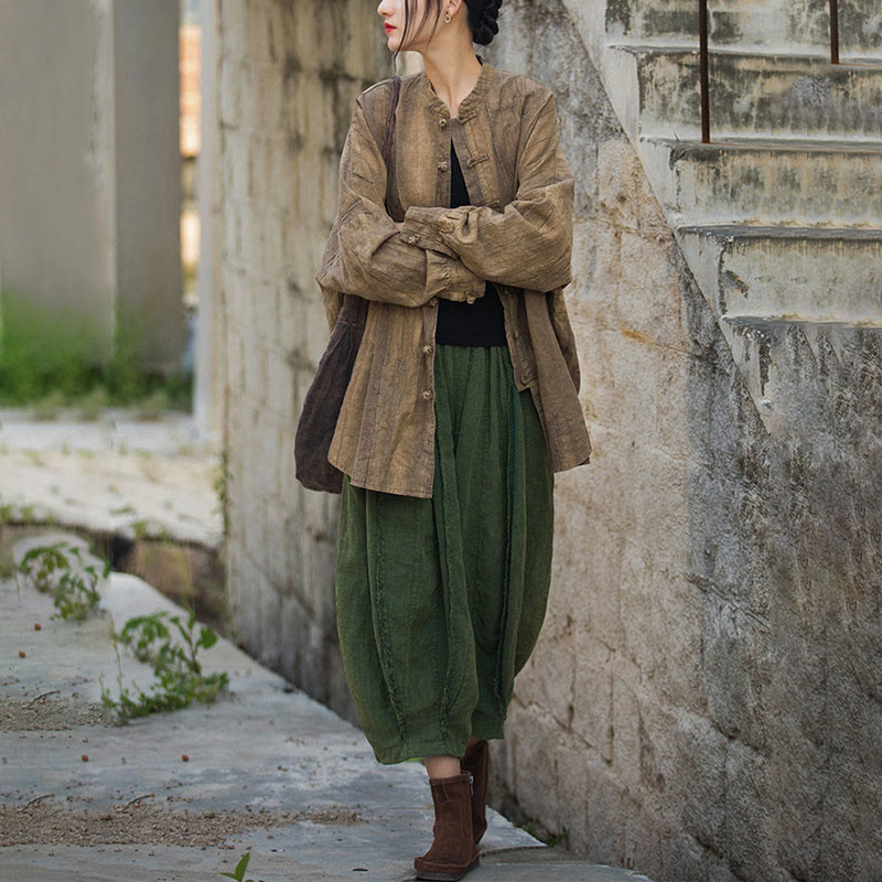 Veste ouverte à manches longues et boutons grenouille avec Buddha Stones et teinture par nouage pour méditation zen - image 3