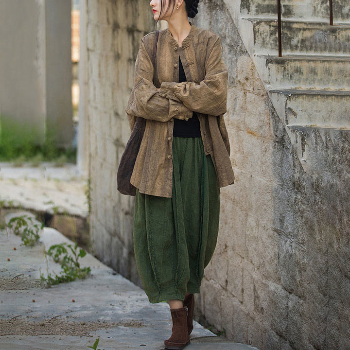 Veste ouverte à manches longues et boutons grenouille avec Buddha Stones et teinture par nouage pour méditation zen - image 3