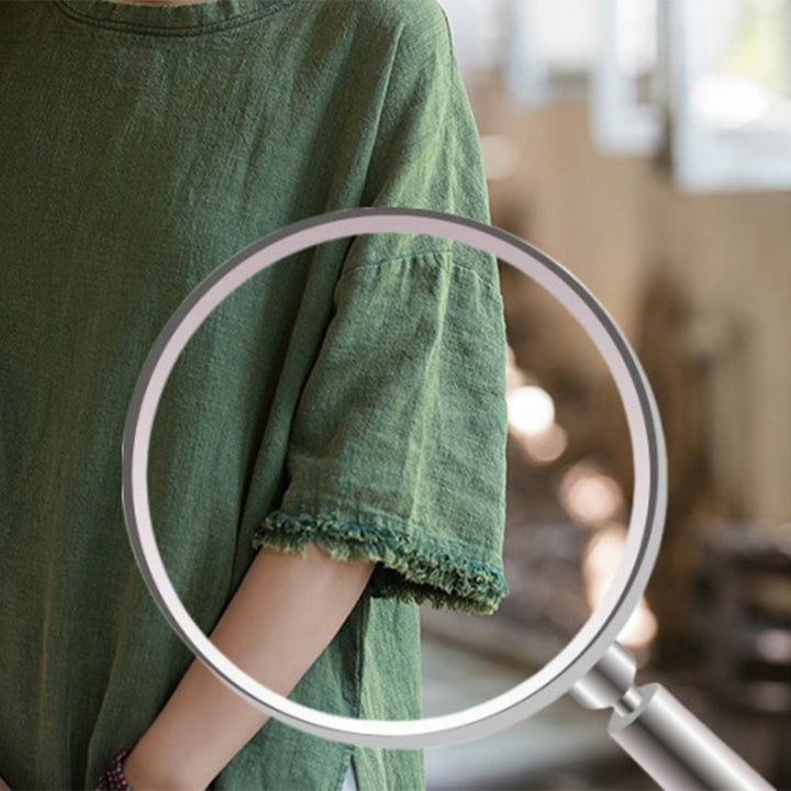 Robe mi-longue Buddha Stones T-shirt en lin ramie à manches mi-longues et ourlet fendu - image 14