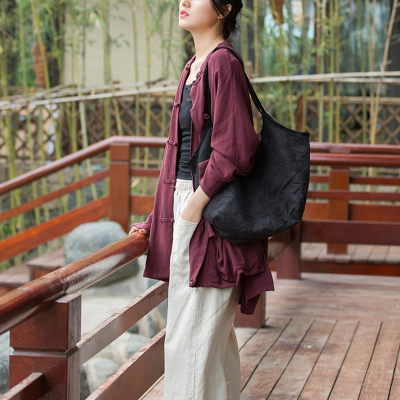 Veste ouverte à manches longues et boutons grenouille Buddha Stones pour méditation zen avec poches - image 11