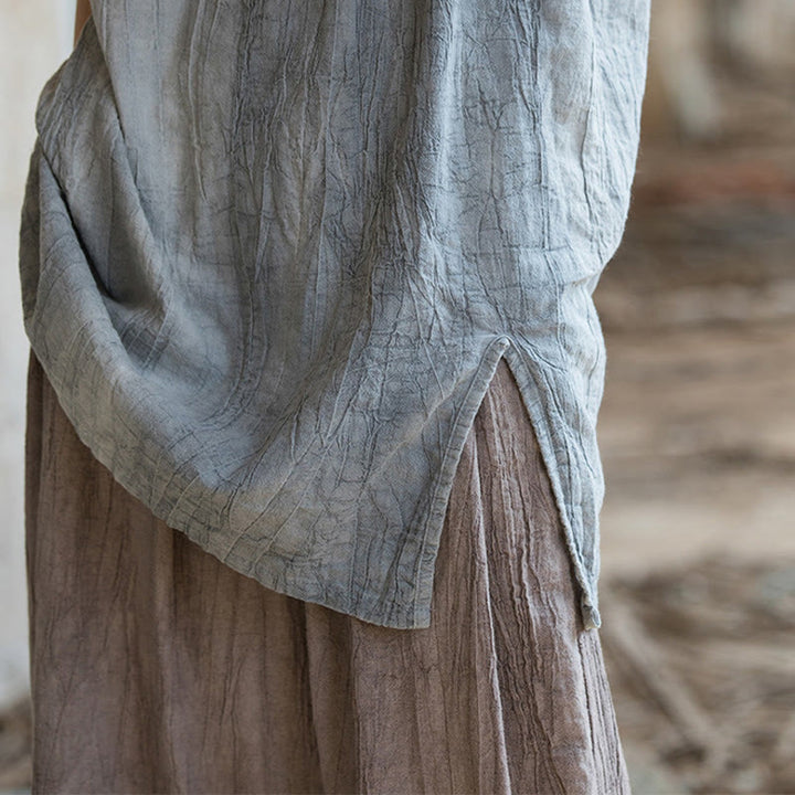 Gilet sans manches à boutons-grenouille en lin ramie teinté à la main Buddha Stones - image 4