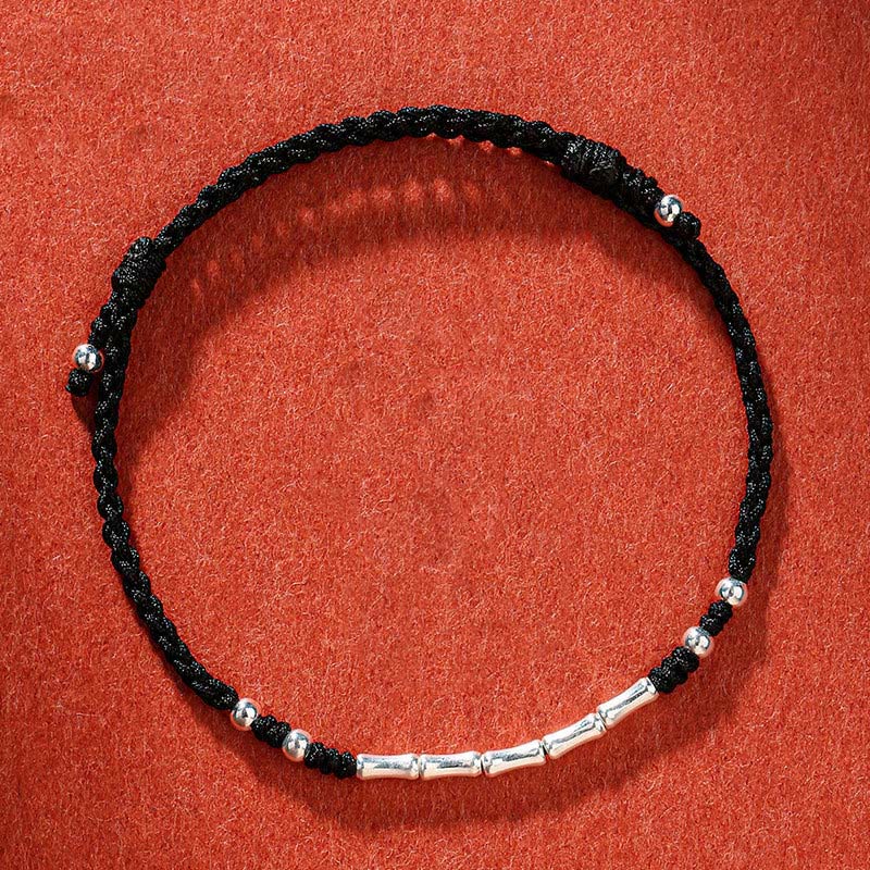Bracelet tressé en bambou multicolore fait main avec Buddha Stones tibétaines