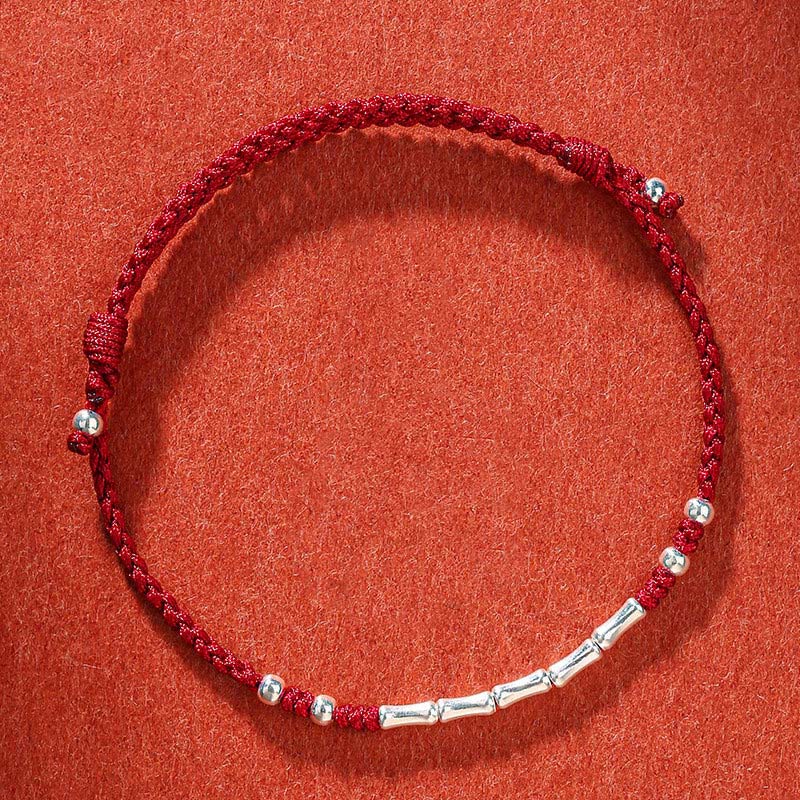 Bracelet tressé en bambou multicolore fait main avec Buddha Stones tibétaines
