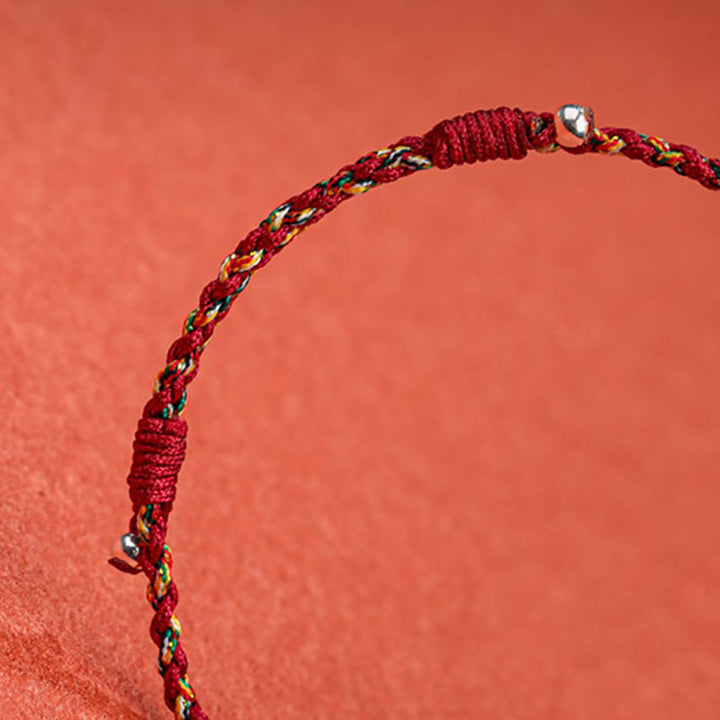Bracelet tressé en bambou multicolore fait main avec Buddha Stones tibétaines
