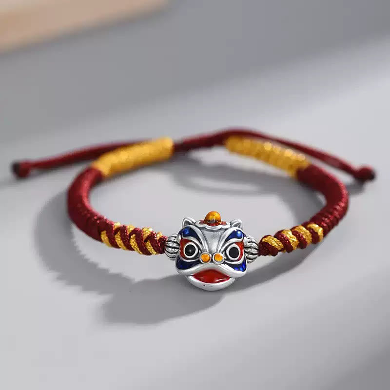 Bracelet tressé en forme de lion dansant fait main par Buddha Stones