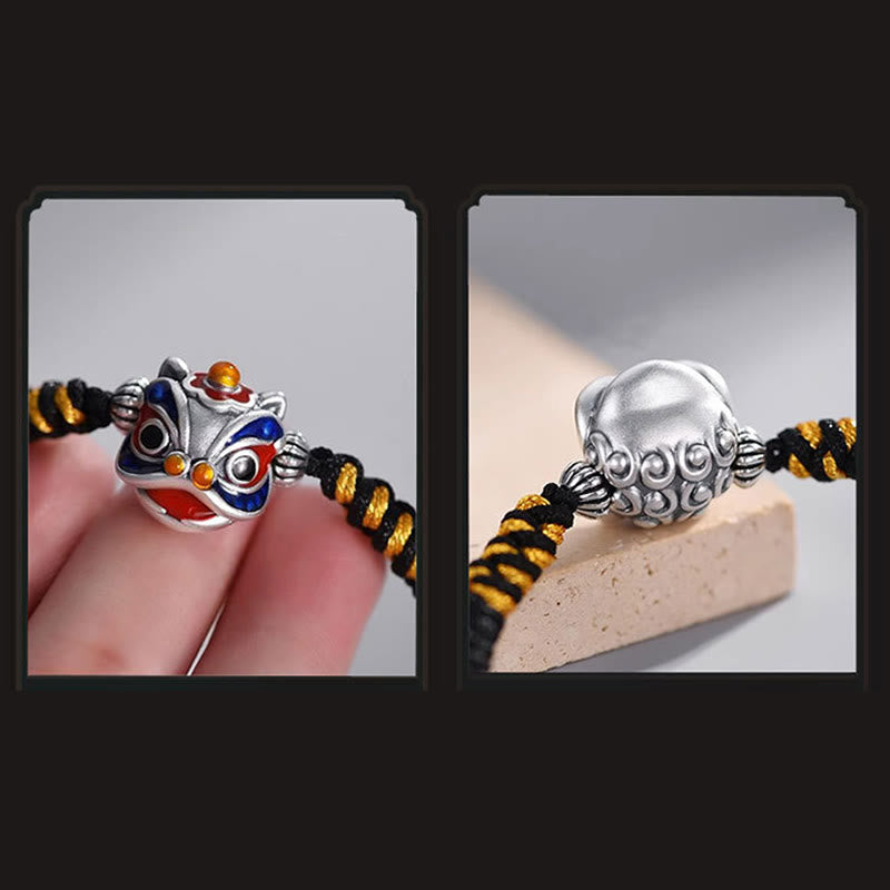 Bracelet tressé en forme de lion dansant fait main par Buddha Stones
