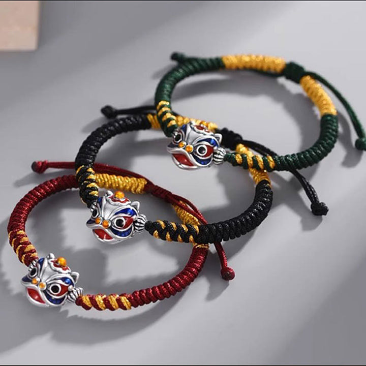 Bracelet tressé en forme de lion dansant fait main par Buddha Stones