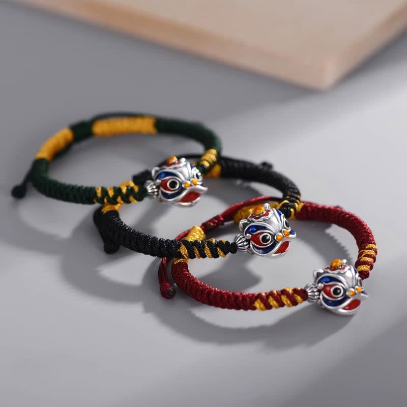 Bracelet tressé en forme de lion dansant fait main par Buddha Stones