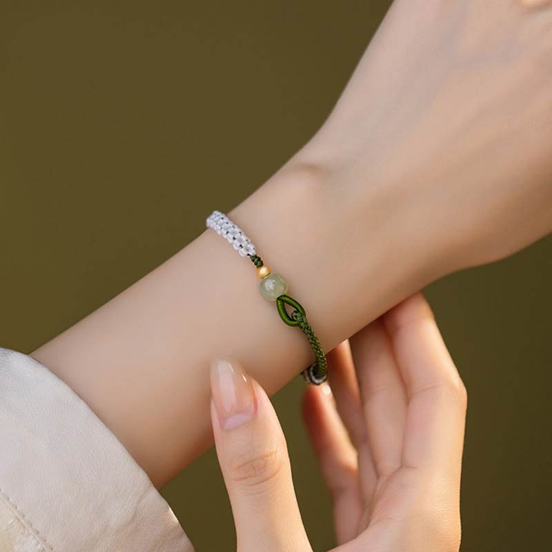 Bracelet en corde tressée porte-bonheur en argent sterling 925 Buddha Stones