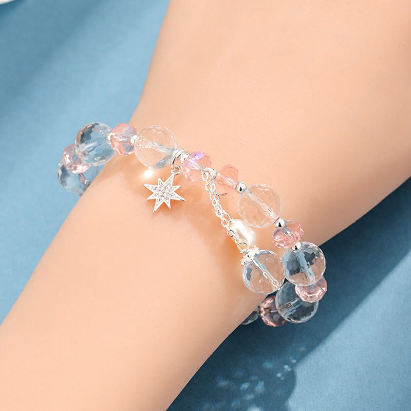 Bracelet à breloques en forme d'étoile de protection en cristal blanc et rose Buddha Stones - image 7