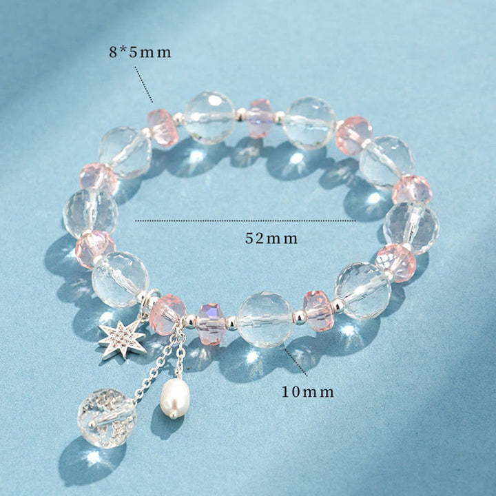 Bracelet à breloques en forme d'étoile de protection en cristal blanc et rose Buddha Stones - image 6