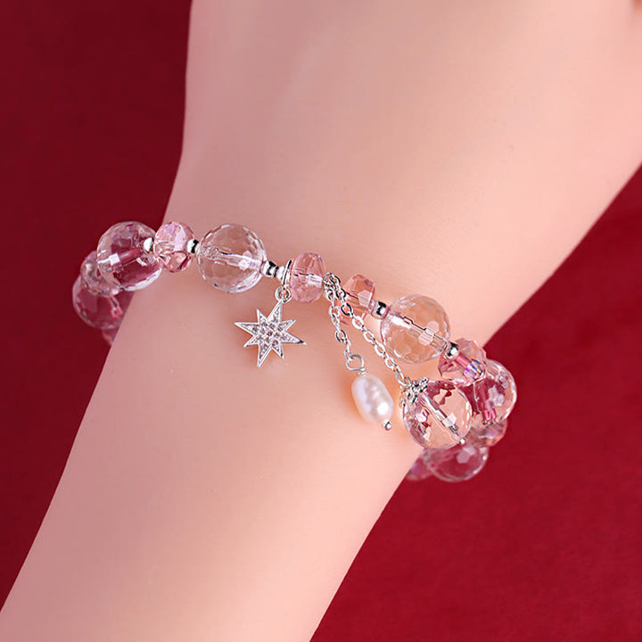 Bracelet à breloques en forme d'étoile de protection en cristal blanc et rose Buddha Stones - image 11