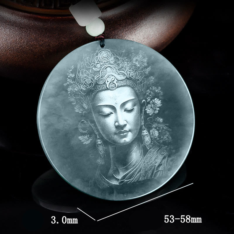 Collier pendentif en jade d'abondance Kwan Yin Avalokitesvara Buddha Stones