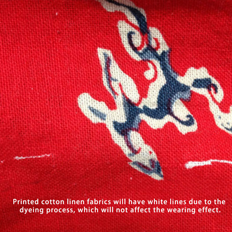 Robe mi-longue à imprimé fleurs de pivoine rouge Buddha Stones Robe en coton et lin à manches mi-longues - image 13