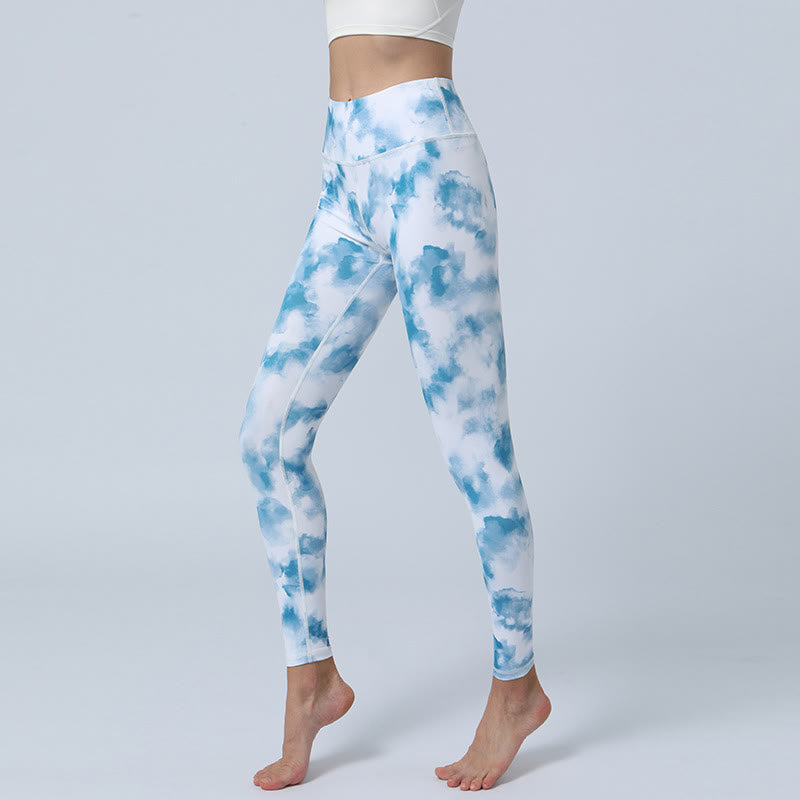 Legging taille haute pour femme avec imprimé Buddha Stones , fleurs, feuilles, sport, fitness, yoga - Aqua Blanc - US8-10，UK/AU12-14，EU40-42 (XL) - image 20
