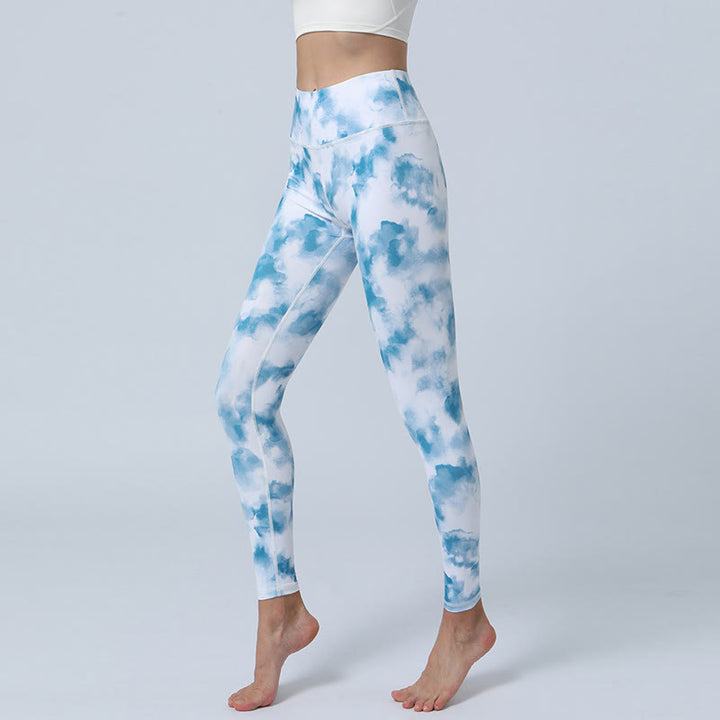 Legging taille haute pour femme avec imprimé Buddha Stones , fleurs, feuilles, sport, fitness, yoga - Aqua Blanc - US8-10，UK/AU12-14，EU40-42 (XL) - image 20