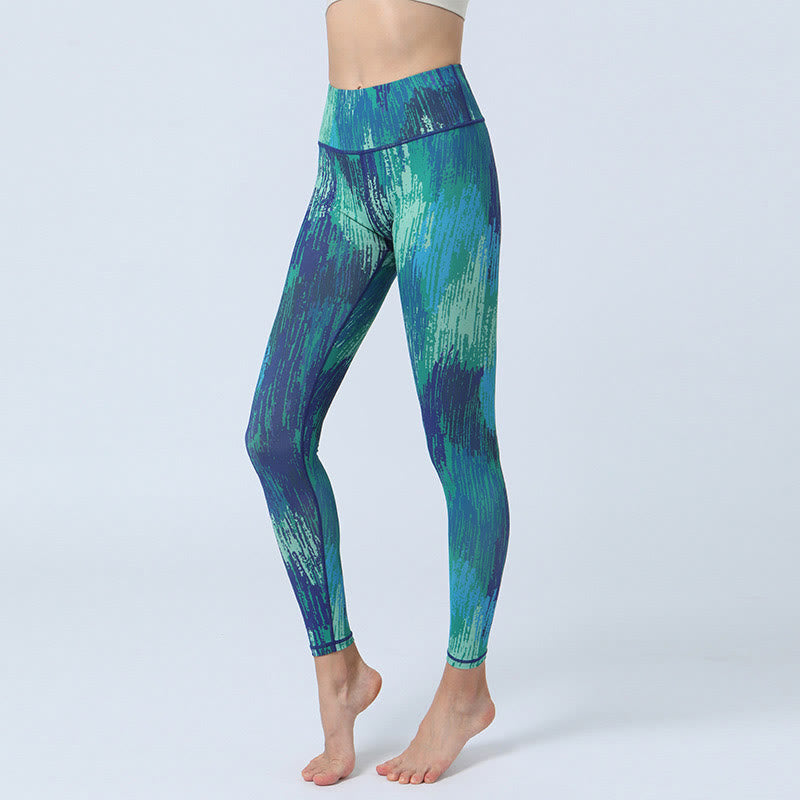 Leggings taille haute pour femme avec imprimé Buddha Stones Leaves Sports Fitness Yoga Pantalon de yoga - Vert Bleu - US8-10，UK/AU12-14，EU40-42 (XL) - image 7