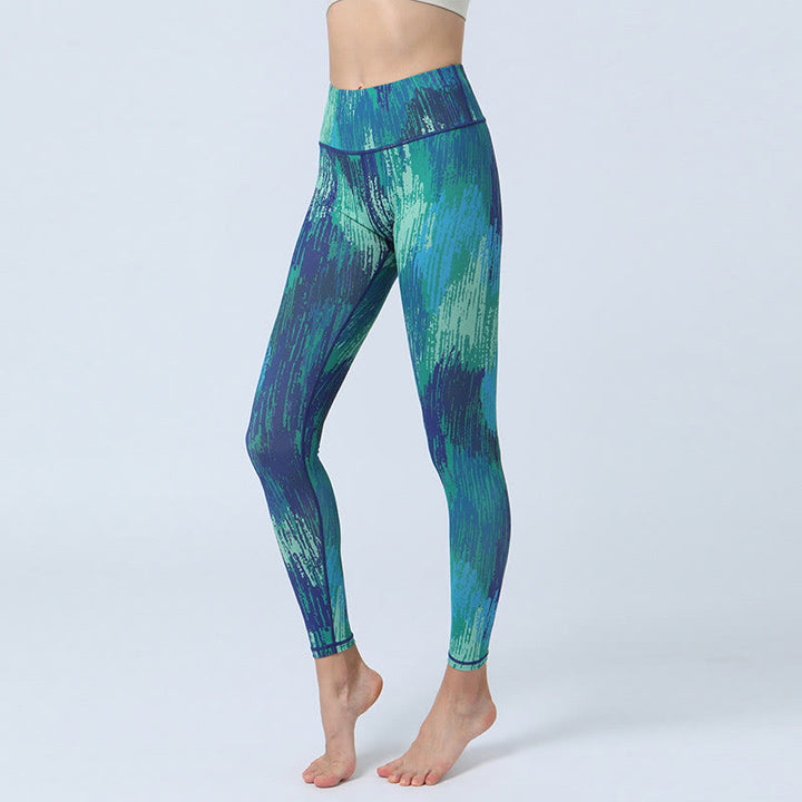 Leggings taille haute pour femme avec imprimé Buddha Stones Leaves Sports Fitness Yoga Pantalon de yoga - Vert Bleu - US8-10，UK/AU12-14，EU40-42 (XL) - image 7