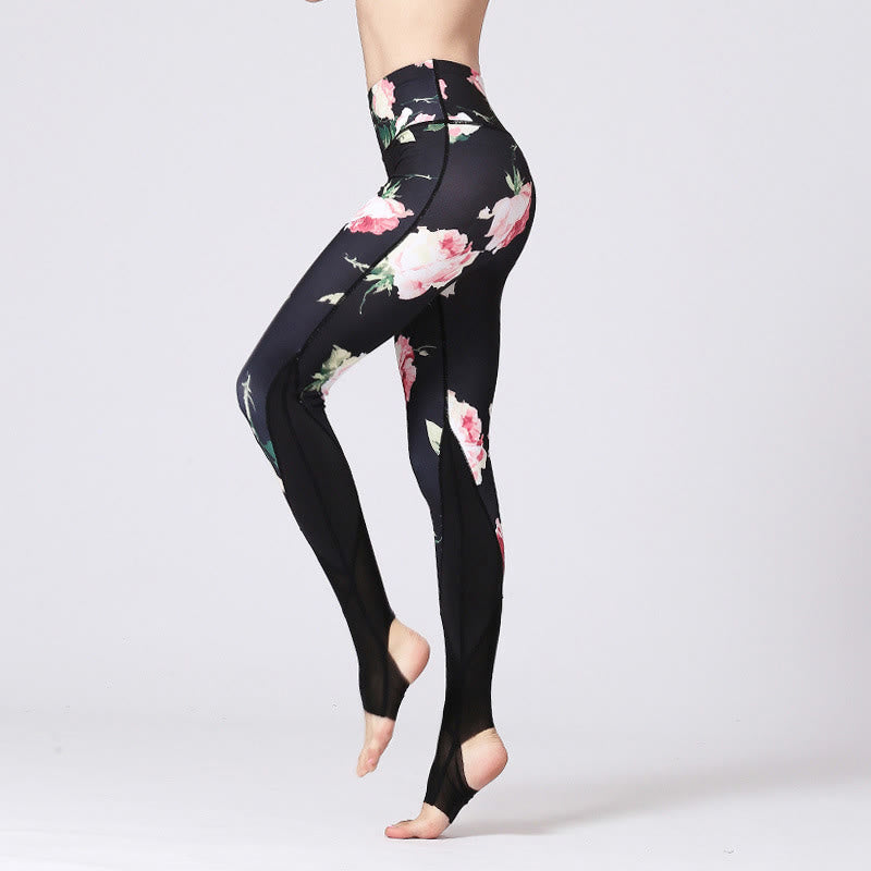 Leggings de yoga pour femme avec imprimé de Buddha Stones - Fleur de rose - US8-10，UK/AU12-14，EU40-42 (XL) - image 2