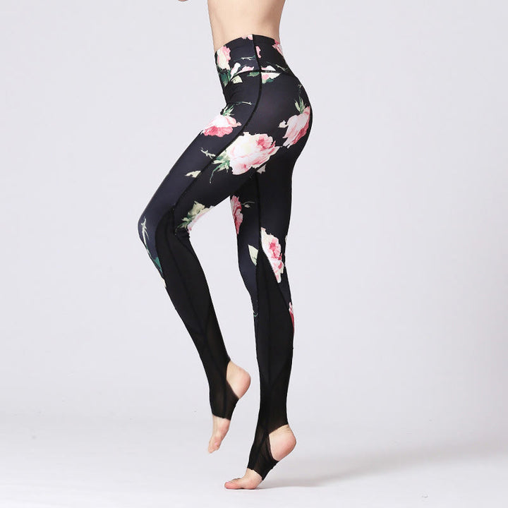 Leggings de yoga pour femme avec imprimé de Buddha Stones - Fleur de rose - US8-10，UK/AU12-14，EU40-42 (XL) - image 2