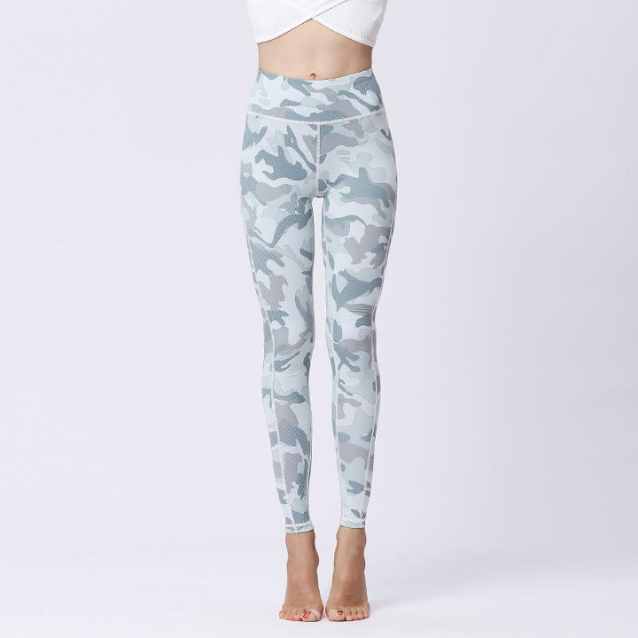 Leggings taille haute pour femme avec imprimé camouflage Buddha Stones pour le sport, le fitness, le yoga - Blanc Vert clair - US8-10，UK/AU12-14，EU40-42 (XL) - image 12