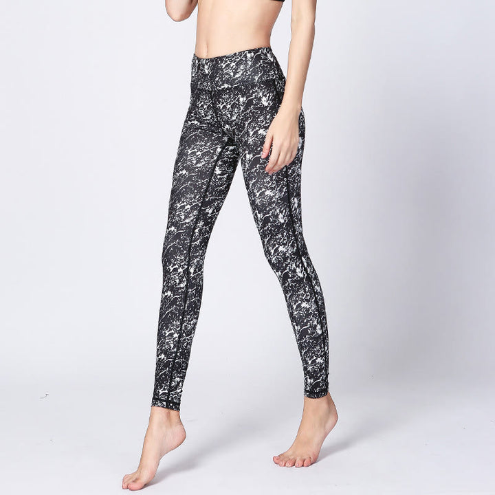 Leggings taille haute pour femme avec imprimé camouflage Buddha Stones pour le sport, le fitness, le yoga - Noir et blanc - US8-10，UK/AU12-14，EU40-42 (XL) - image 6