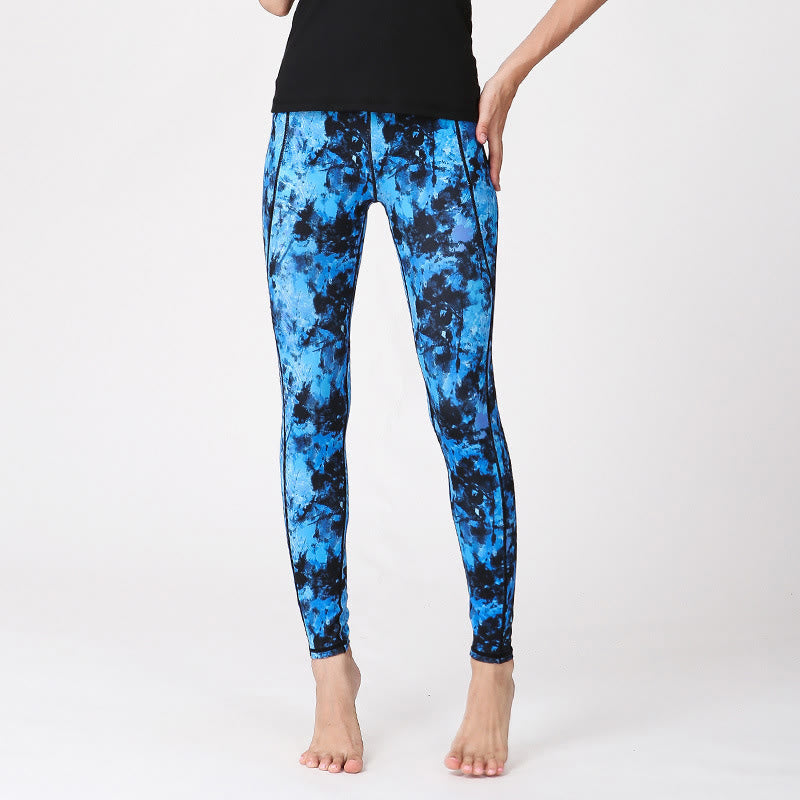 Leggings taille haute pour femme avec imprimé camouflage Buddha Stones pour le sport, le fitness, le yoga - Bleu Noir - US8-10，UK/AU12-14，EU40-42 (XL) - image 9