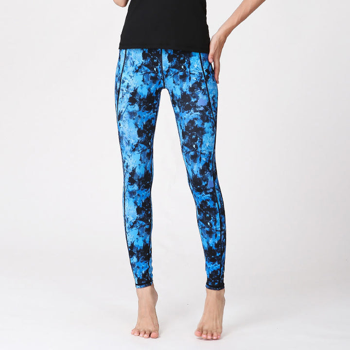Leggings taille haute pour femme avec imprimé camouflage Buddha Stones pour le sport, le fitness, le yoga - Bleu Noir - US8-10，UK/AU12-14，EU40-42 (XL) - image 9