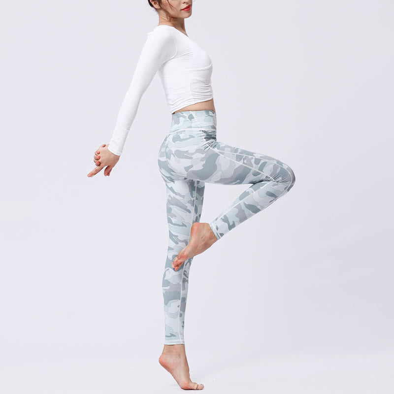 Leggings taille haute pour femme avec imprimé camouflage Buddha Stones pour le sport, le fitness, le yoga