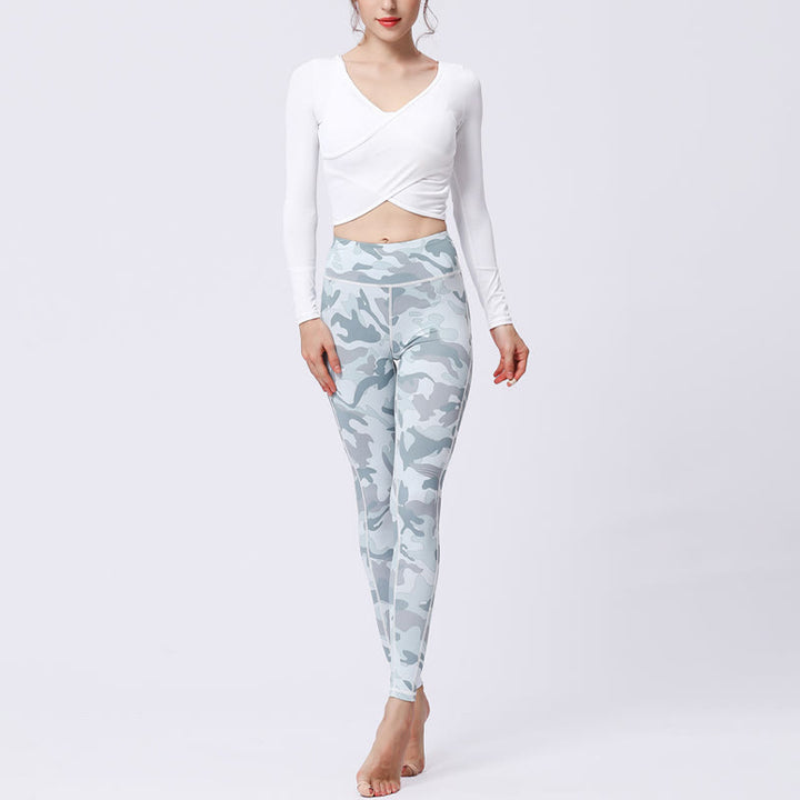 Leggings taille haute pour femme avec imprimé camouflage Buddha Stones pour le sport, le fitness, le yoga