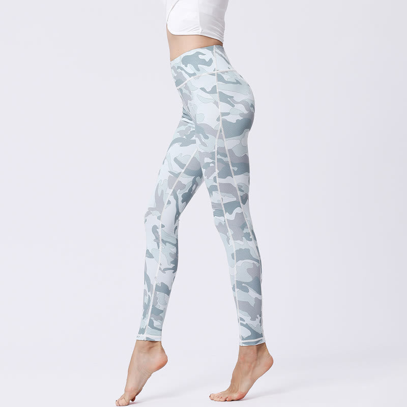 Leggings taille haute pour femme avec imprimé camouflage Buddha Stones pour le sport, le fitness, le yoga
