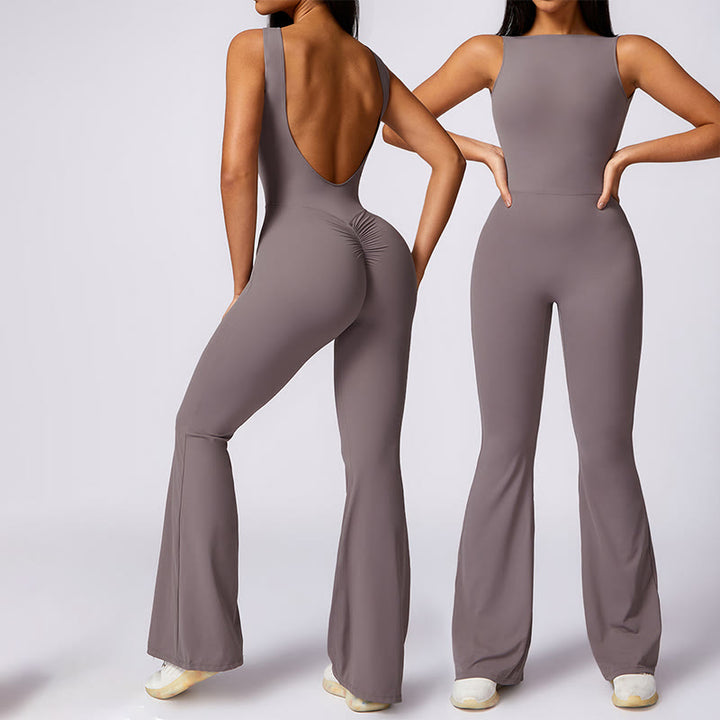 Combinaison décontractée sans manches pour femmes Buddha Stones, pantalon évasé, sport, fitness, yoga - Violet Gris - US8-10，UK/AU12-14，EU40-42 (XL) - image 0