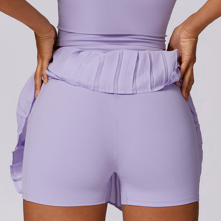 Buddha Stones Polo Collar Crop Tank Top Jupes de tennis Shorts plissés avec poche Tenues de sport et de yoga - image 11