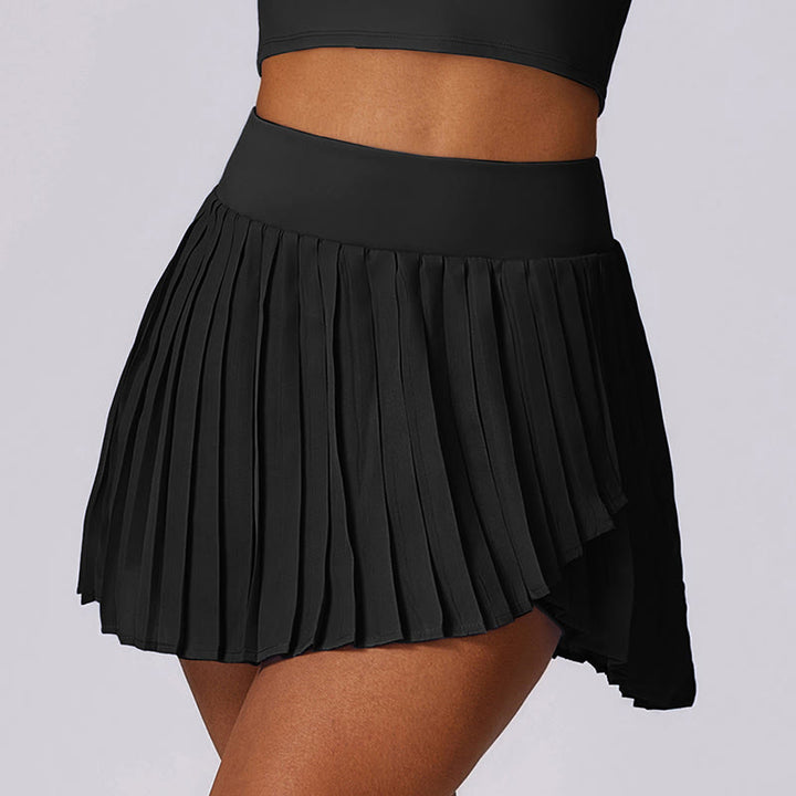 Buddha Stones Polo Collar Crop Tank Top Jupes de tennis Shorts plissés avec poche Tenues de sport et de yoga - Noir - Shorts - US8-10，UK/AU12-14，EU40-42 (XL) - image 19
