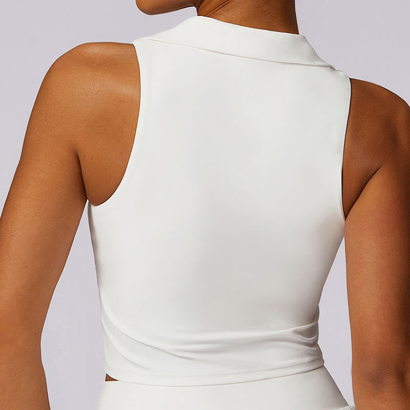 Buddha Stones Polo Collar Crop Tank Top Jupes de tennis Shorts plissés avec poche Tenues de sport et de yoga - image 30