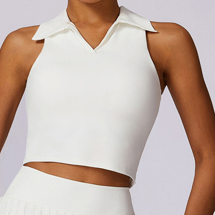 Buddha Stones Polo Collar Crop Tank Top Jupes de tennis Shorts plissés avec poche Tenues de sport et de yoga - image 28