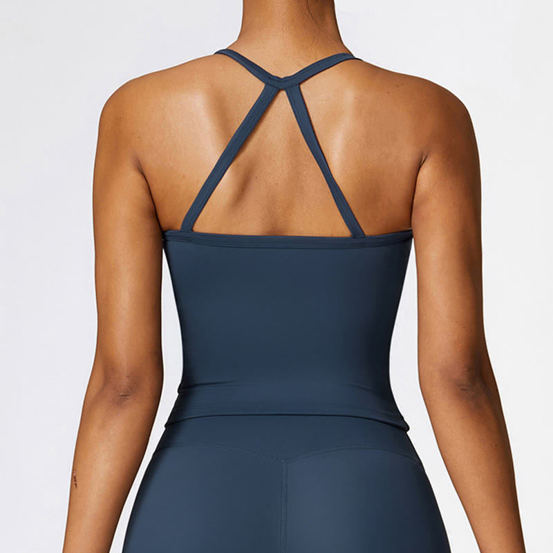 Débardeur court de couleur unie Buddha Stones Short taille haute Tenue de sport Fitness Gym Yoga - image 6