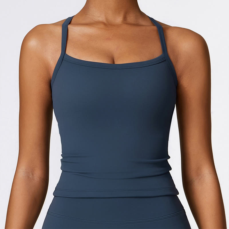Débardeur court de couleur unie Buddha Stones Short taille haute Tenue de sport Fitness Gym Yoga - image 5