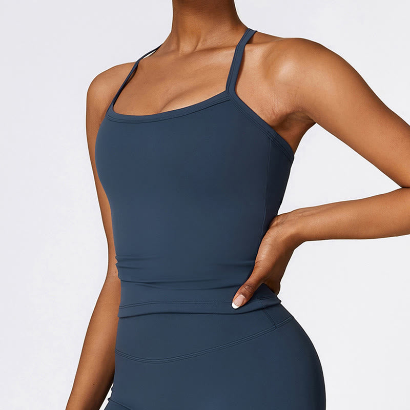 Débardeur court de couleur unie Buddha Stones Short taille haute Tenue de sport Fitness Gym Yoga - image 1