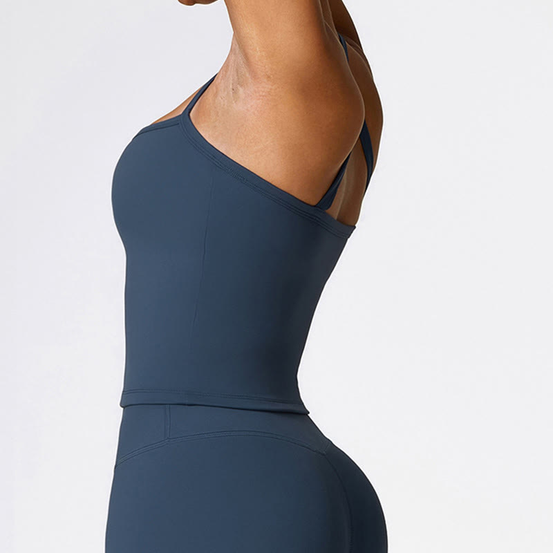 Débardeur court de couleur unie Buddha Stones Short taille haute Tenue de sport Fitness Gym Yoga - image 4