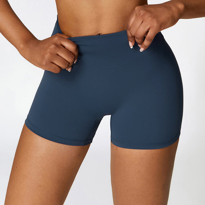 Débardeur court de couleur unie Buddha Stones Short taille haute Tenue de sport Fitness Gym Yoga - Bleu foncé - Shorts - US8-10，UK/AU12-14，EU40-42 (XL) - image 7