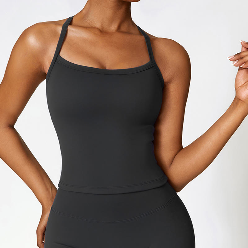 Débardeur court de couleur unie Buddha Stones Short taille haute Tenue de sport Fitness Gym Yoga - image 17